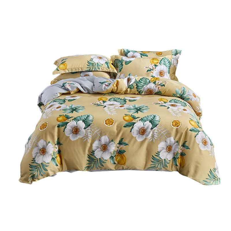 

Country Style Flower Bedding Set Queen King Size Cotton Printed Quilt Cover Bed Sheets with Pillowcase Ben's Home Textile