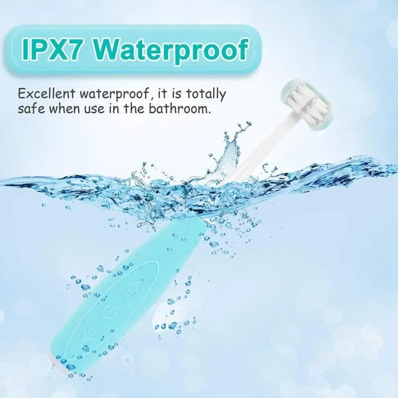 

3 Sides Children Sonic Electric Toothbrush 5 Modes 25 3h Rechargeable Type Clean Brush 4 Teeth Heads Kids Tooth U Use Usb D W1D8