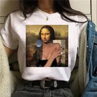 Женская Эстетическая футболка Mona Lisa Harajuku, Женская Винтажная Футболка Ullzang 90s, новые модные женские футболки, Прямая поставка