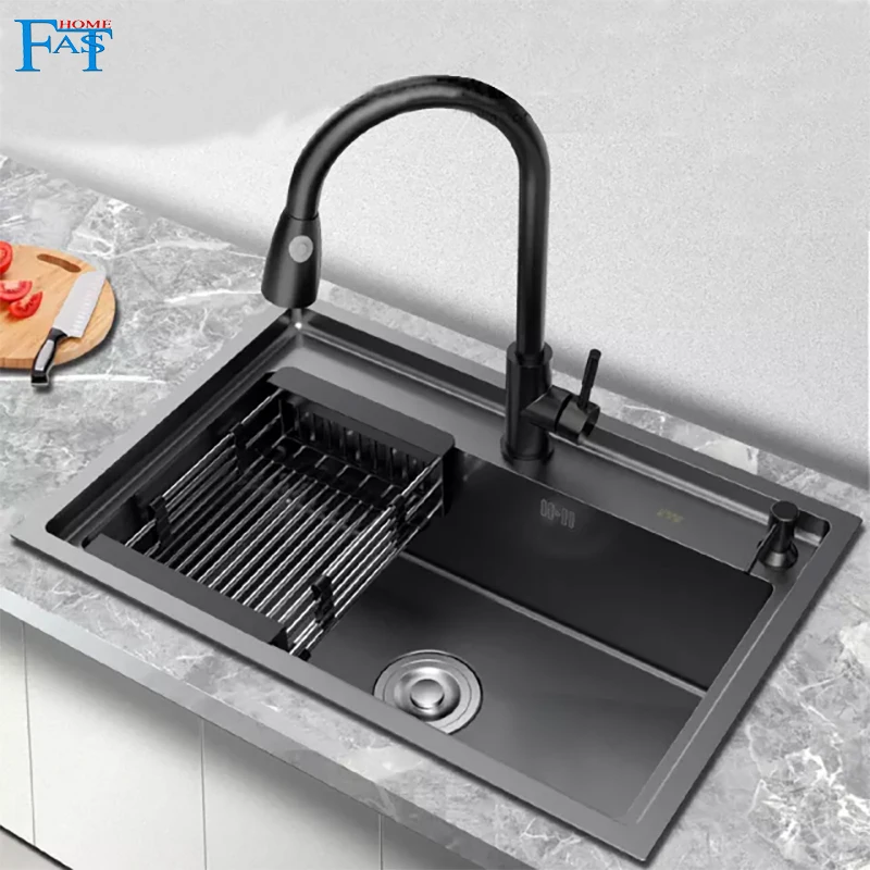 Kitchen sink blackening type X kitchen black nerving steel with vegetable wash mount | Sinks