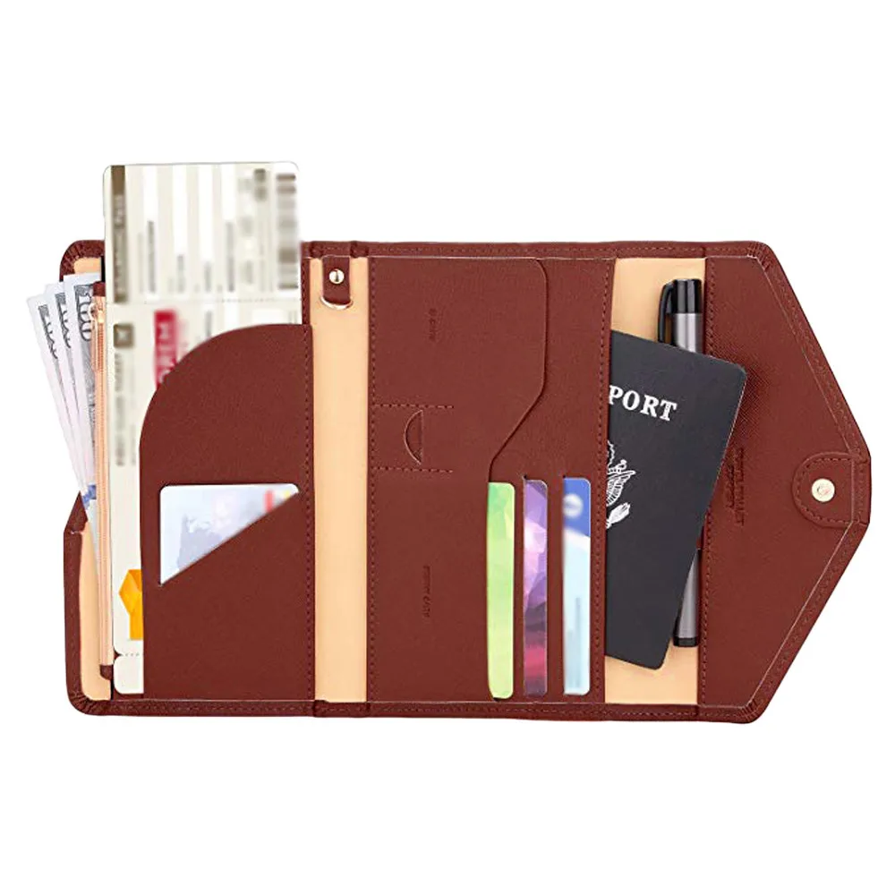 Нейтральный многоцелевой дорожный кошелек для паспорта тройного сложения
