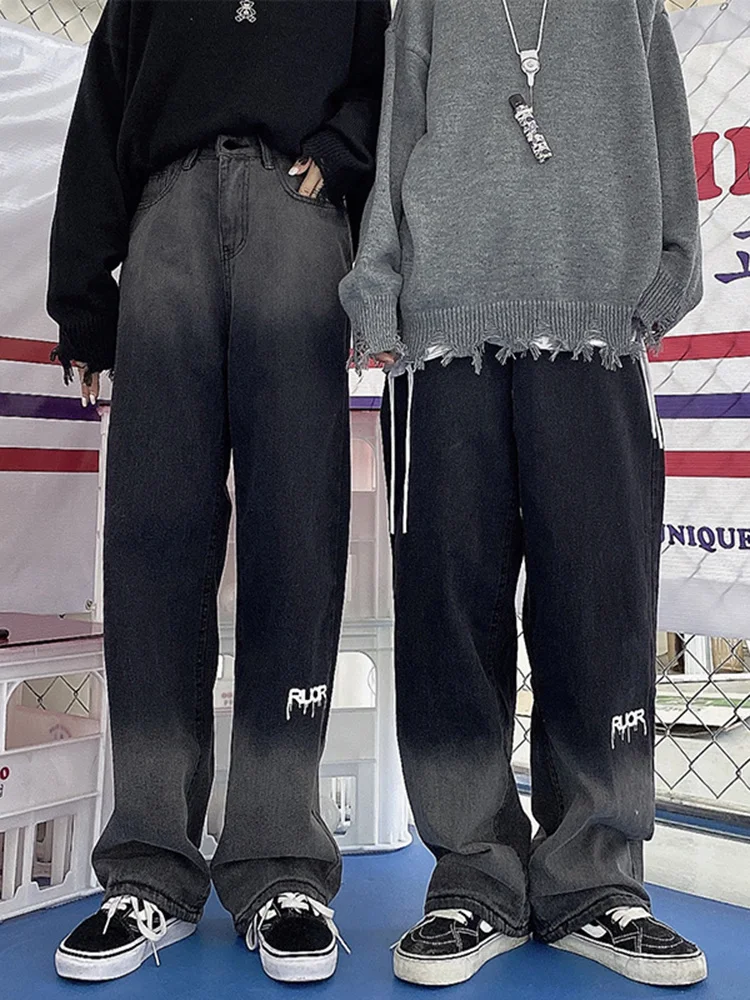 Straight Jeans Female 2021 New Autumn Winter Man Loose Ins Fashion Casual High Waist Wide Leg Pants