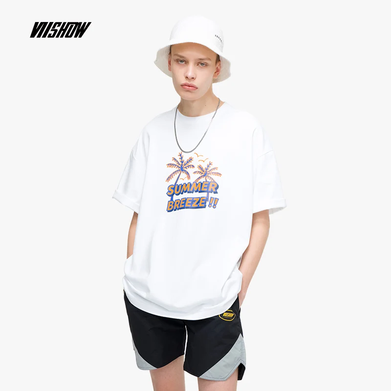 VIISHOW уличная Отпечатано Для мужчин футболка бренд Повседневное белый 2019 новый