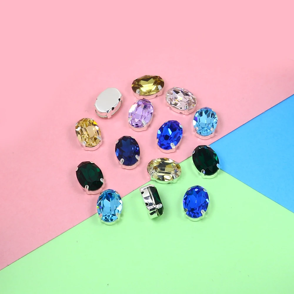 Смешанные цвета овальной формы стекло кристалл flatback Шить на страз стразы с