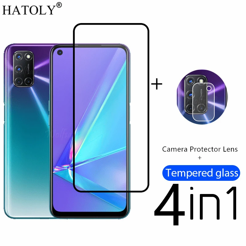 Vidrio Protector 4 en 1 para OPPO A72, A73, A74, vidrio templado, pel&iacute;cula protectora de pantalla para tel&eacute;fono OPPO A72, A16, A15S, A52, A32, A74, A95, A94-0