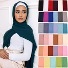 Однотонный шифоновый исламский головной платок Джерси-шарф хиджаб для мусульманских женщин 2021 летняя индийская Турецкая повязка на голову