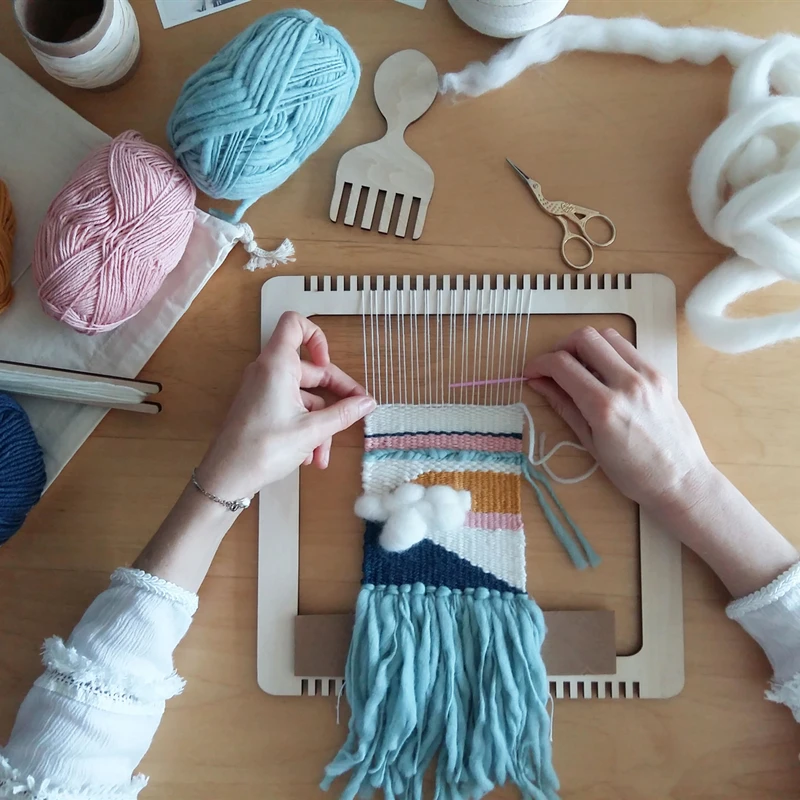 

Wooden Multifunctional Simulation Loom Large Children's Gift Girl Hand-knit DIY Tapestries Bohemian Room Decoration Tapestry