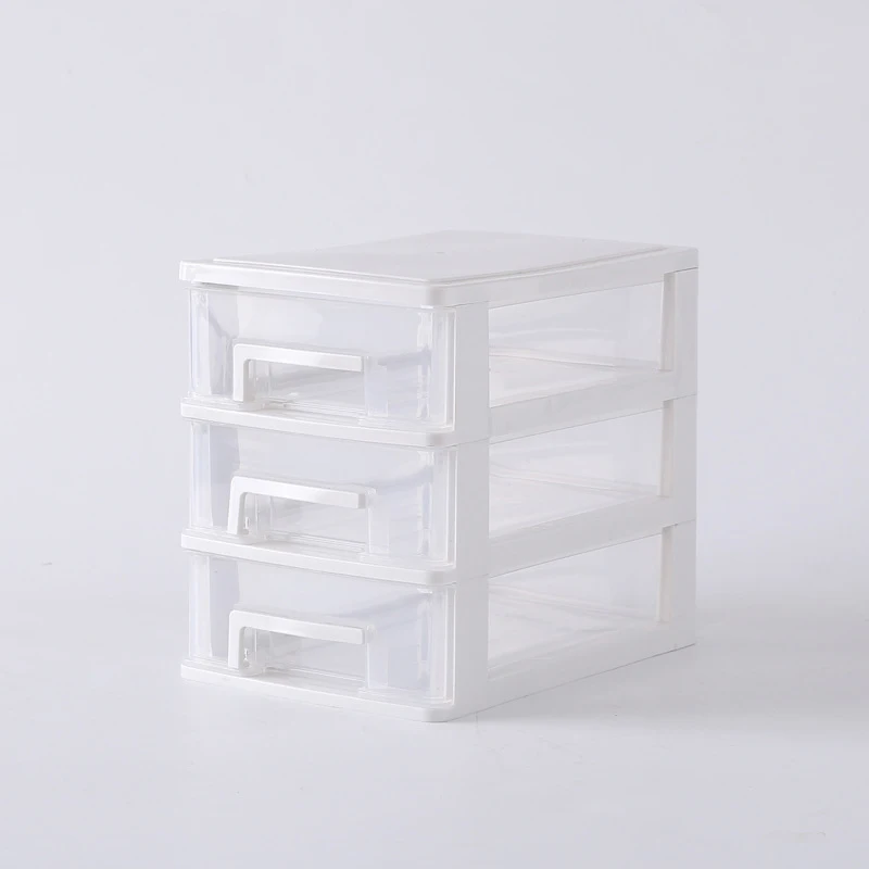 white 3 layer Прозрачный Настольный ящик для хранения, маленький ящик для стола, шкаф для хранения, пластиковый мини-ящик для хранения косметики, ящик для хранения - Цвет: white 3 layer