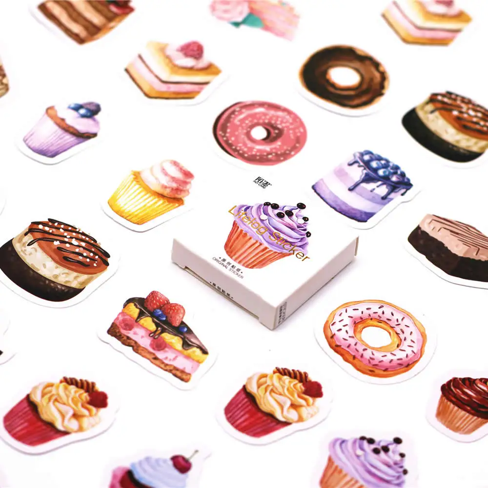 1pcs New Delicate Purple Cake Stationery Sticker Decorative Adhesive Practical Cartoon Scrapbooking Decoration Diary Stickers | Канцтовары
