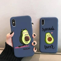 cartoon summer fruit avocadoes phone case for iphone 13 12 mini 11 pro xs max x xr 7 8 plus candy color blue soft silicone cover