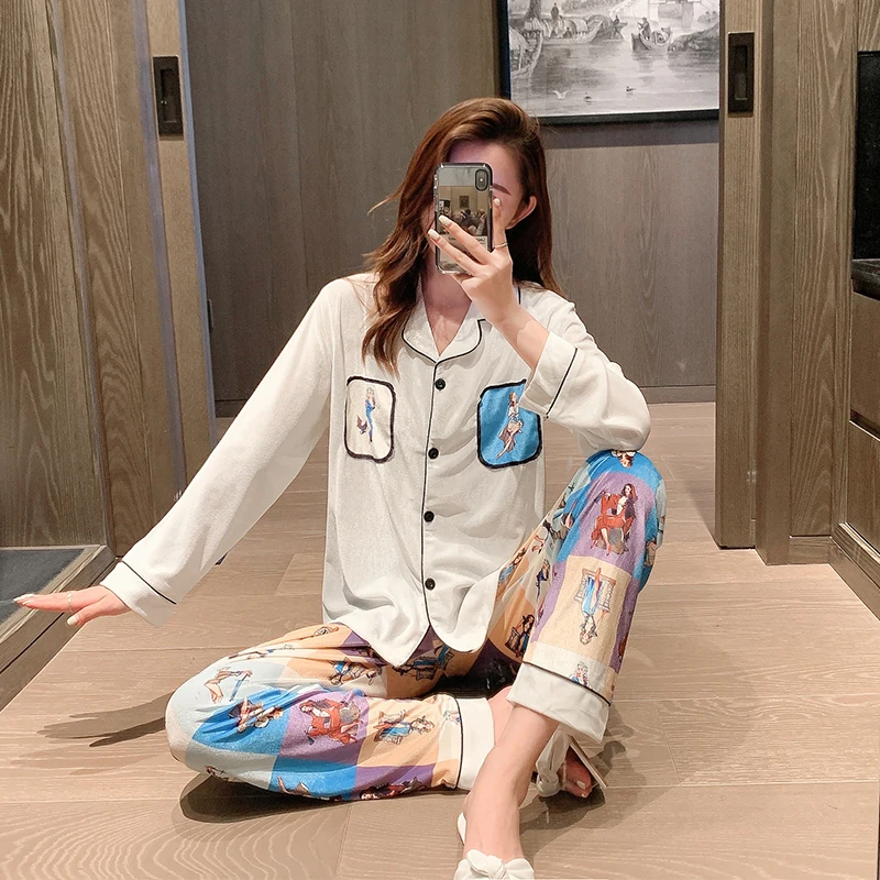 

JRMISSLI Pajamas Winter for Women Sleepwear Set Autumn Warm Pyjama Suit Velvet Home Clothing Sexy Nightwear Lingerie Long-Sleeve
