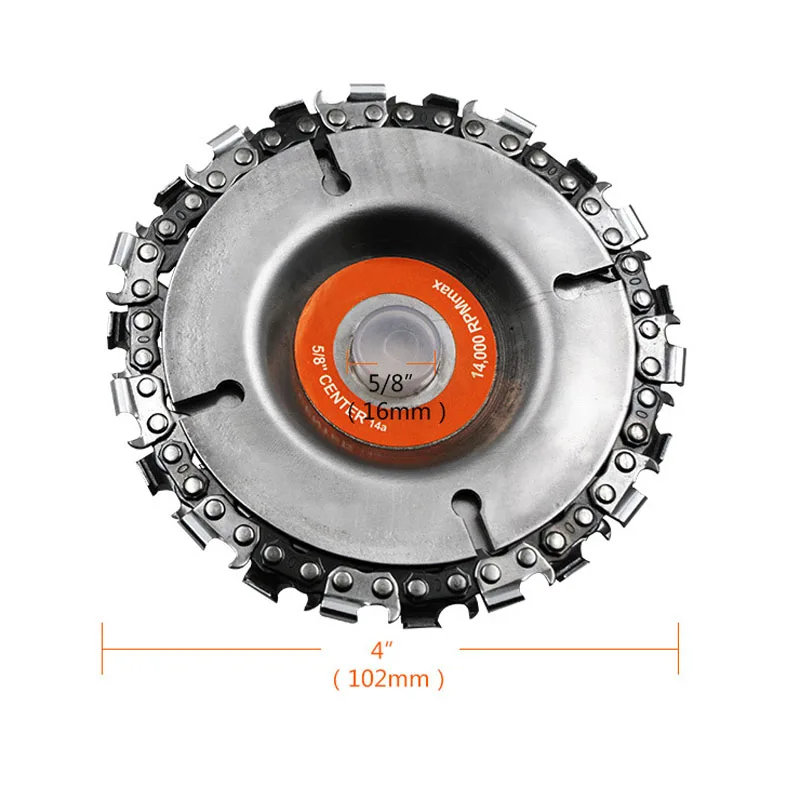 

URANN 4inch Wood Carving Disc 5/8'' Hole Chain Saw for Wood Cutting Root Carver Special-shaped Cutter Angle Grinder Accessories