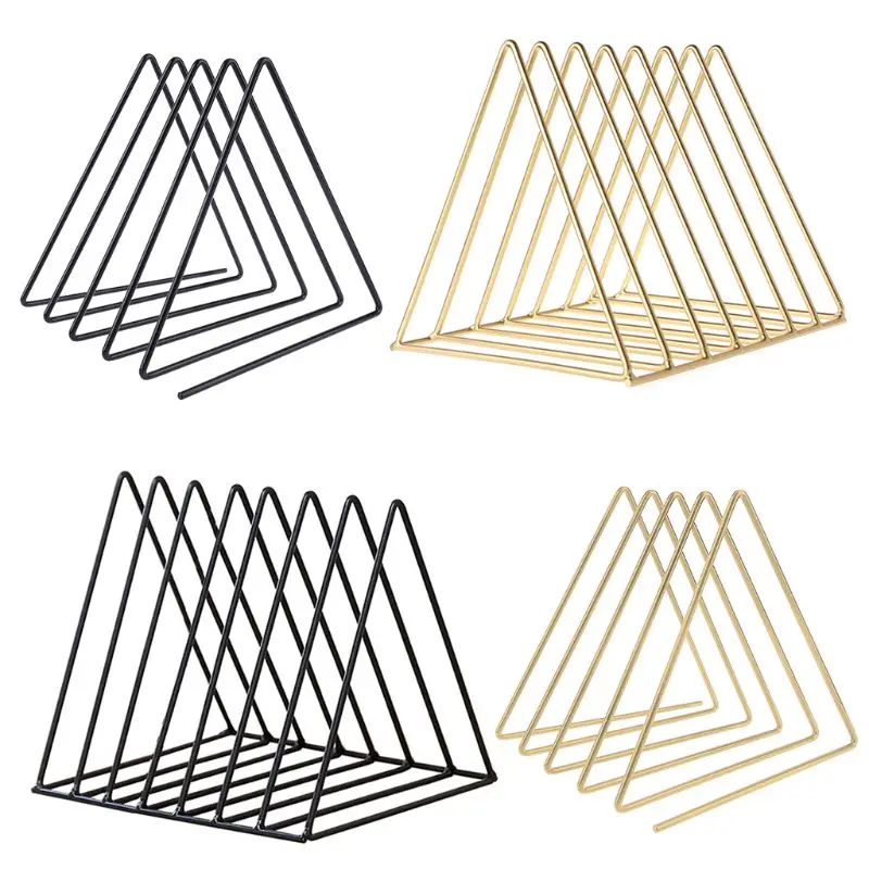 

Metal Iron Storage LP Record Rack Triangle Shaped Book Magzine Holder Multifunction Desk Record Shelf Organizer Home Office Q81E
