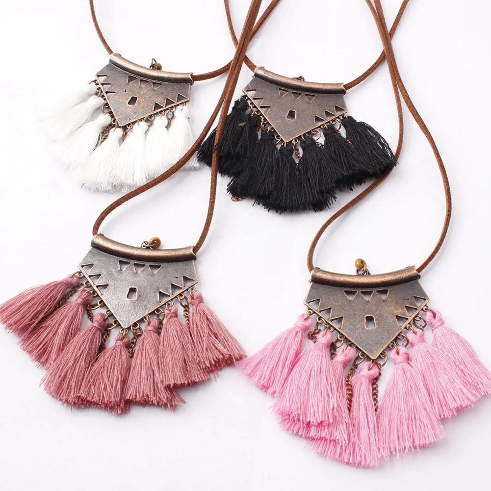 

1PC Vintage Ethnic Style Alloy Tassel Earrings Sweater Chain Jewelry Fashion Personality Charm Pendant Necklace Pendants Chain