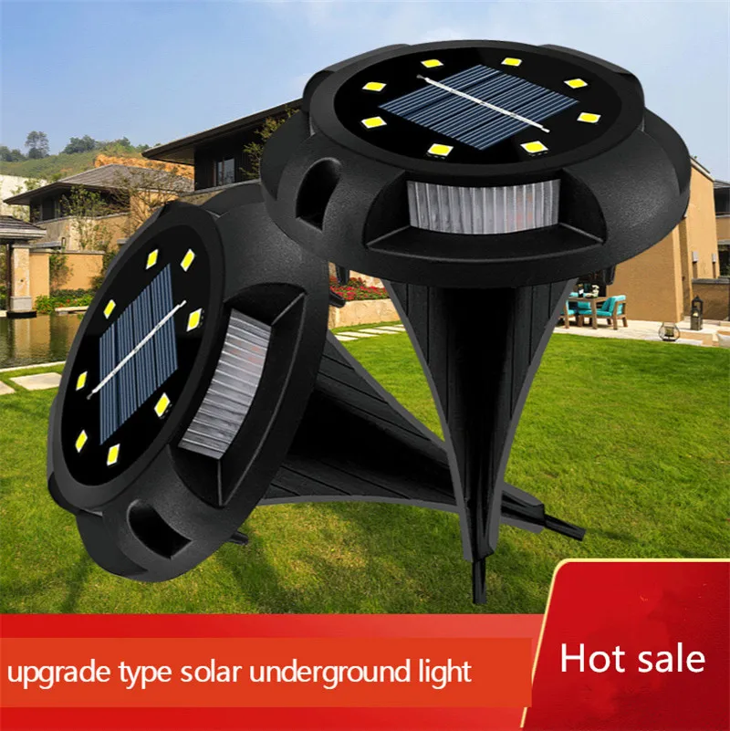 Светодиодный напольный фонарь на солнечной батарее 8 светодиодов уличсветильник