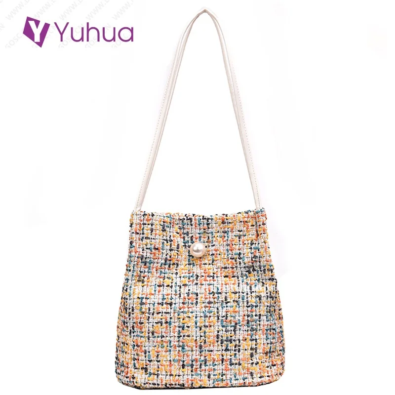 

2020 новые женские сумки, модная Корейская версия сумка-мессенджер, повседневная женская сумка через плечо, трендовые шерстяные сумки-ведра.