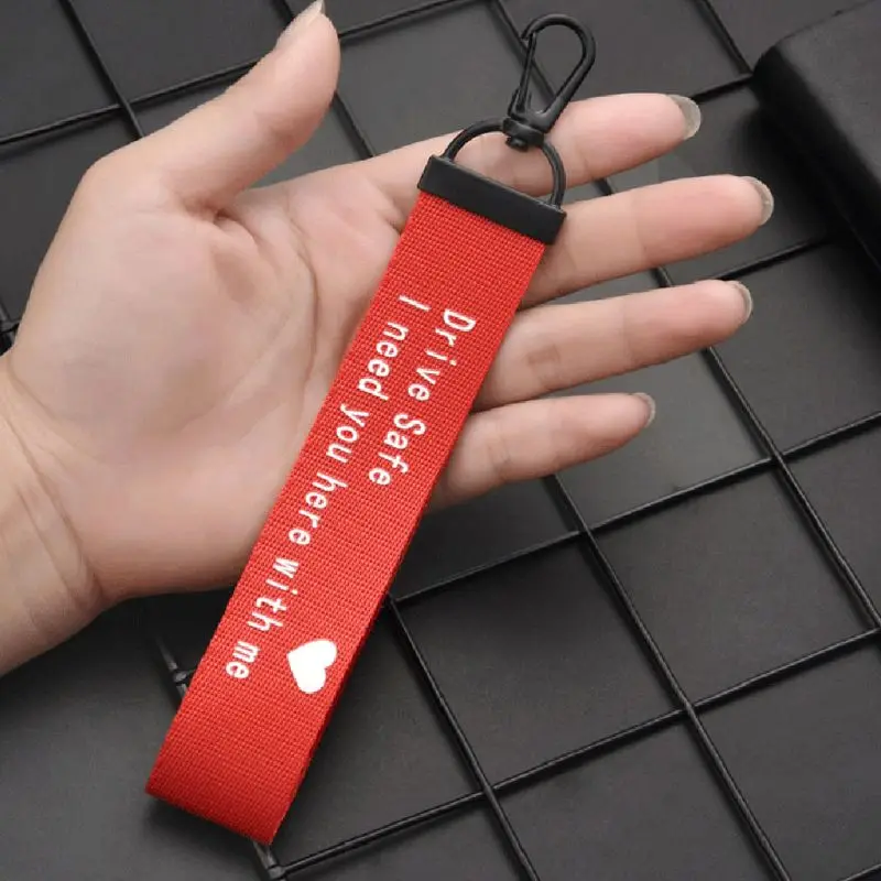 

Drive Safe I Need You Here With Me Ribbon Keychain for Dad Boyfriend Husband New Driver Jewelry Gift