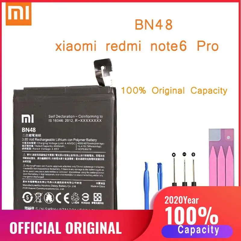Оригинальный аккумулятор для телефона Redmi Note 6 Pro Xiaomi redmi BN48 аккумуляторы Xiomi hongmi
