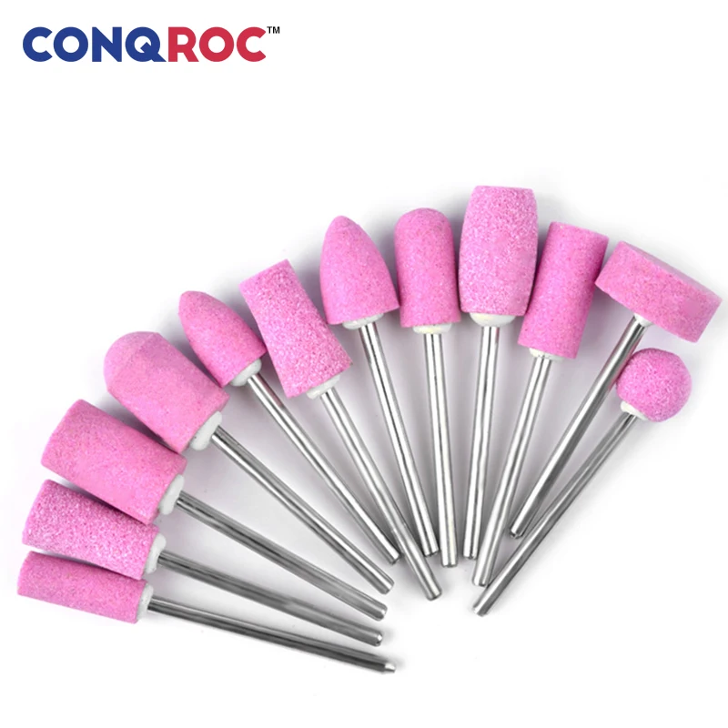 12 шт. розовый карбид кремния шлифовальный камень ногтей сверла набор