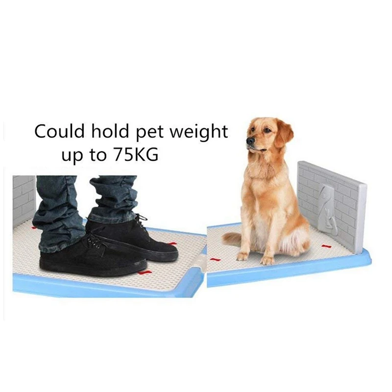 

Indoor Pet Dog Puppy Potty Tray with Pee Post Protection Simulation Wall,No-Torn Puppy Pad Dog Toilet for Male/Boy Puppies and L