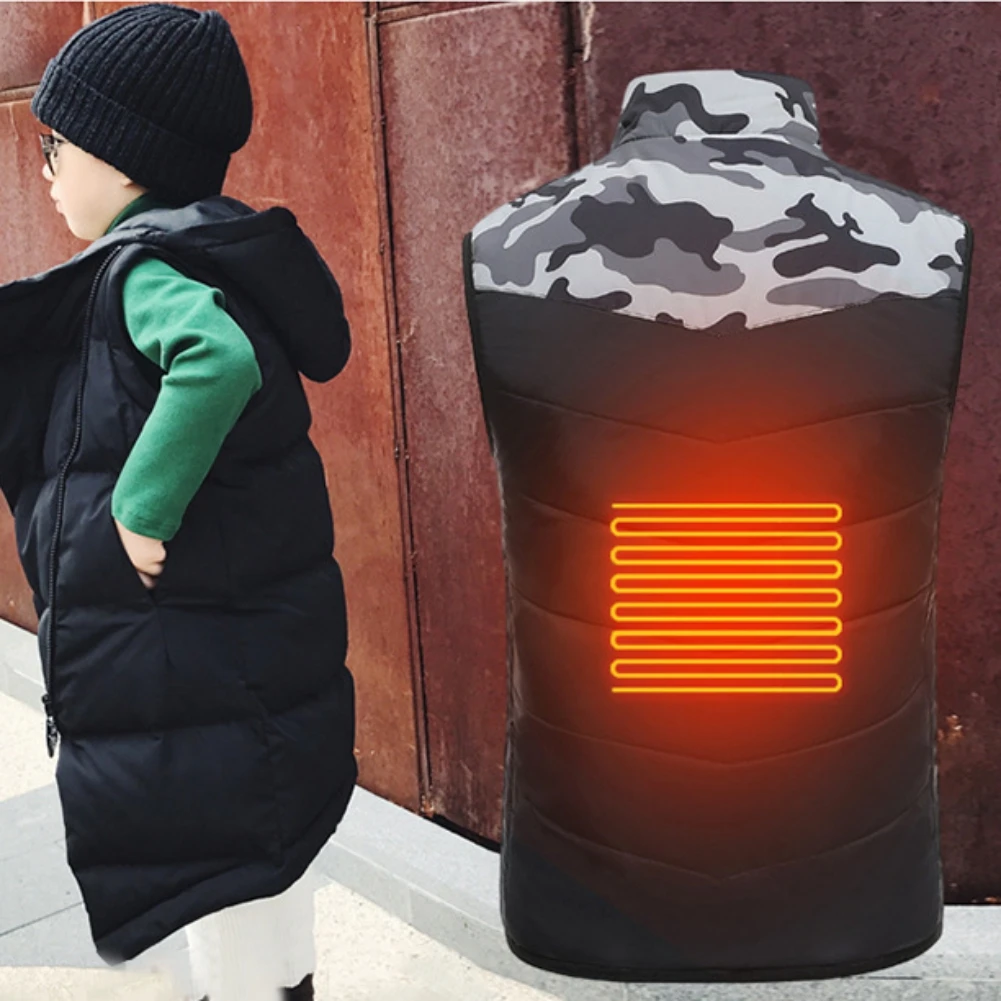 

Children Winter Usb Charging Heated Vest Coat Kids Thermal Electric Heating Waistcoat Outdoor Sports Soft Heated Clothing