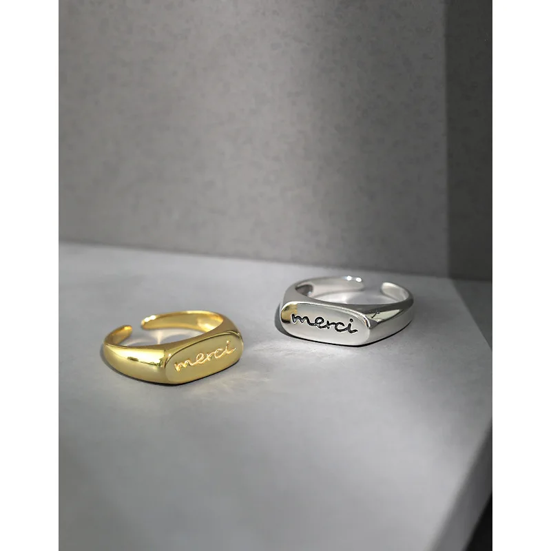 

Классическое кольцо из стерлингового серебра S925 пробы, кольцо в ретро-стиле с надписью, кольцо с открытым хвостом, изысканное индивидуально...