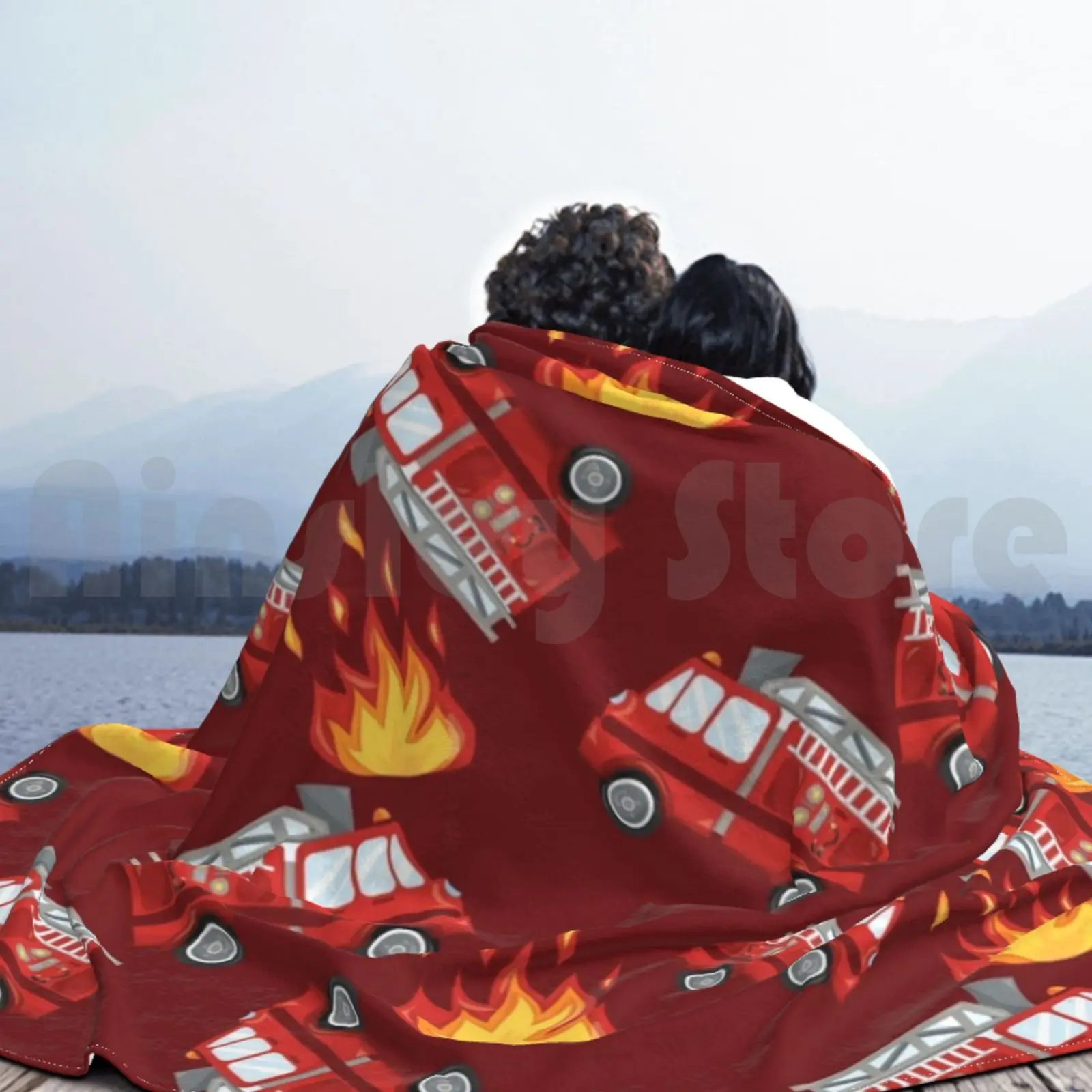 Красное одеяло для пожарной машины дивана кровати путешествий пламени пожарная