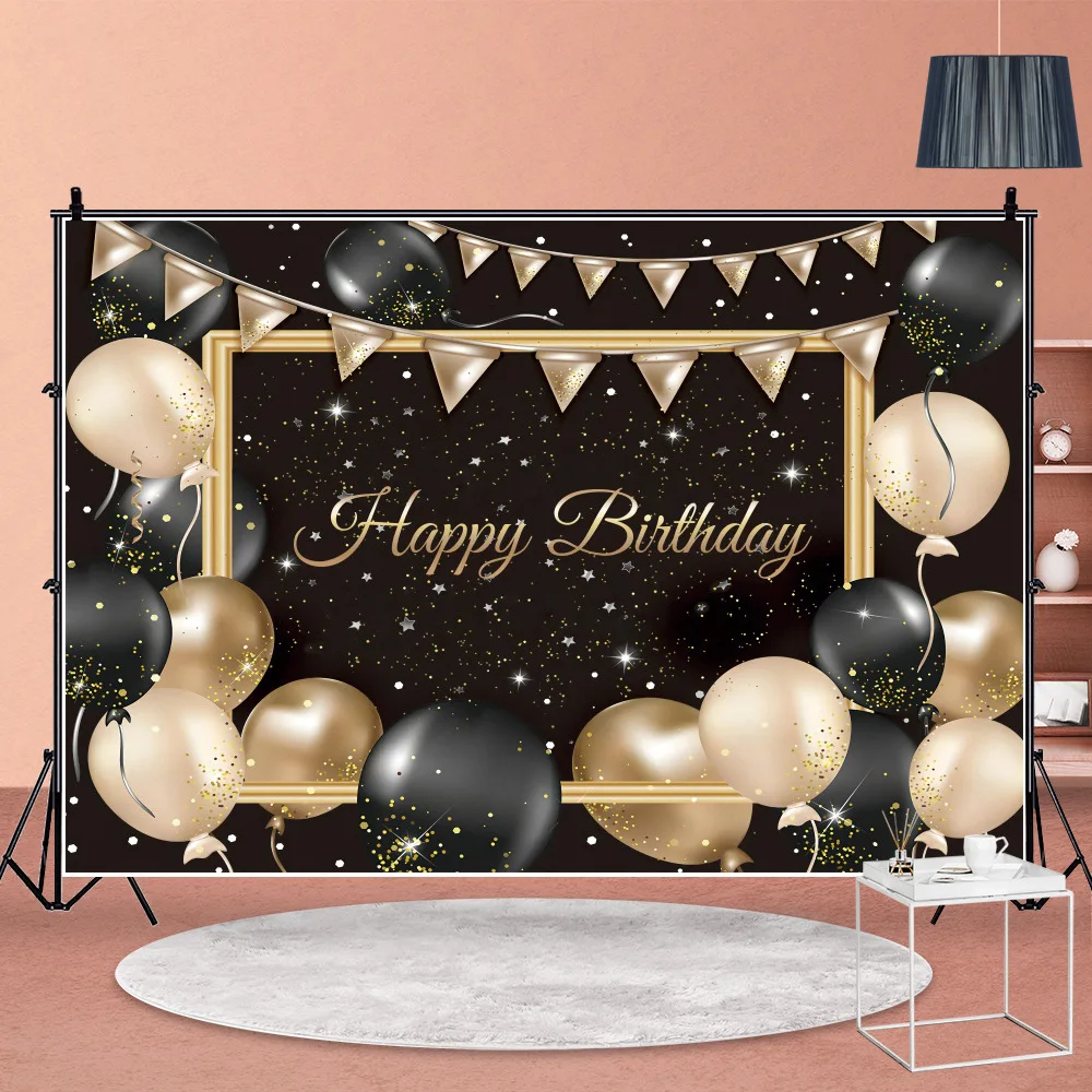 День рождения баннер воздушный шар черный элегантный фон ПОРТРЕТНАЯ ФОТОГРАФИЯ