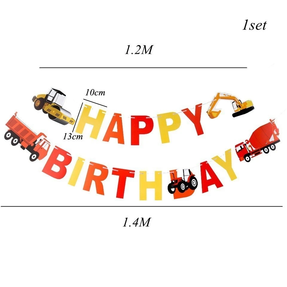 HB Banner A 1 комплект строительный автомобиль счастливые Баннеры для дня рождения экскаватор Автомобильная гирлянда Беби Шауэр Детский мальчик декор для вечеринки в честь Дня рождения поставки - Цвет: HB Banner A