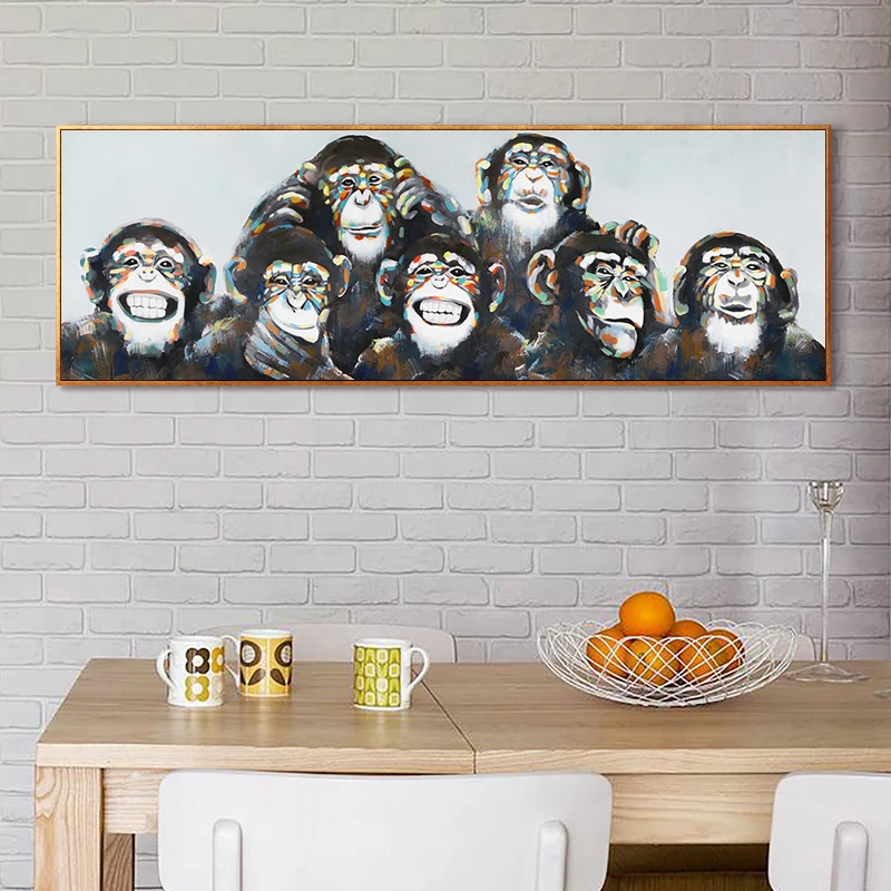 Абстрактная забавная масляная живопись обезьяны на холсте постеры и принты