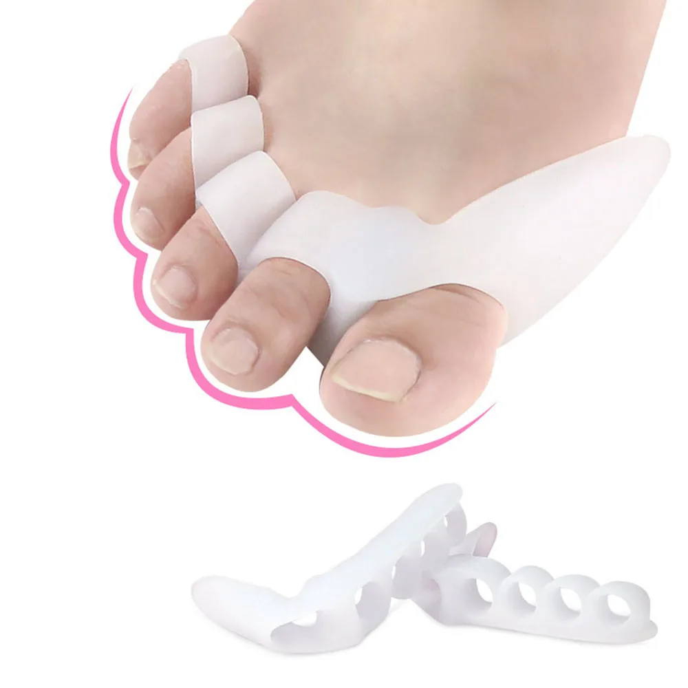 1 Pair=2 Pcs Gel Five-hole Silicone Bunion Corrector Big Toe Separator Straightener Spreader Feet Care Tool Foot Massager