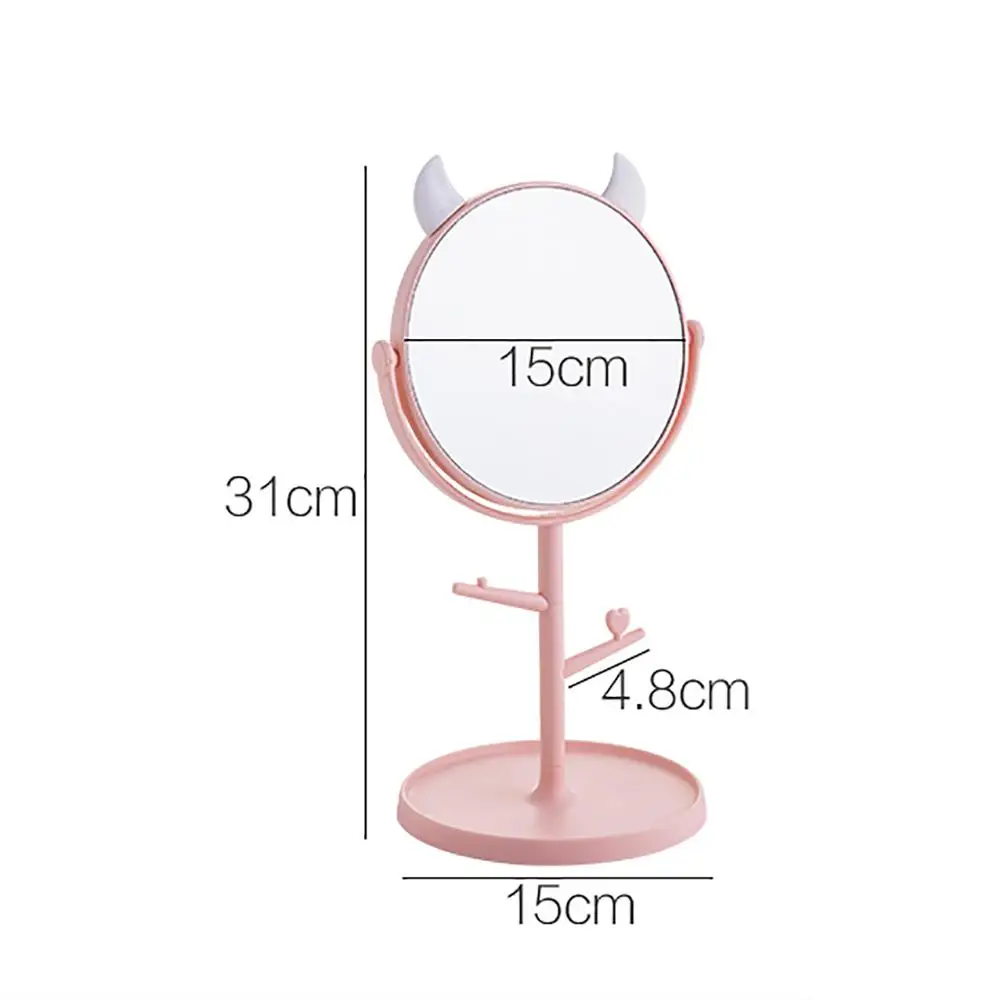 Home Round Double-sided Makeup Mirror Desktop Vanity Rotation Princess With Tray | Дом и сад