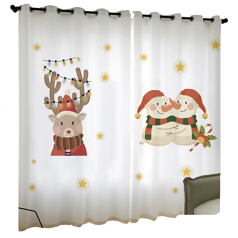 Индивидуальные Мультфильм Санта шторы оконные занавески счастливый новый год