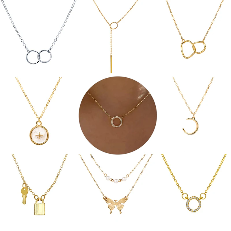 

Женский чокер с подвеской в виде Луны, звезды, бабочки