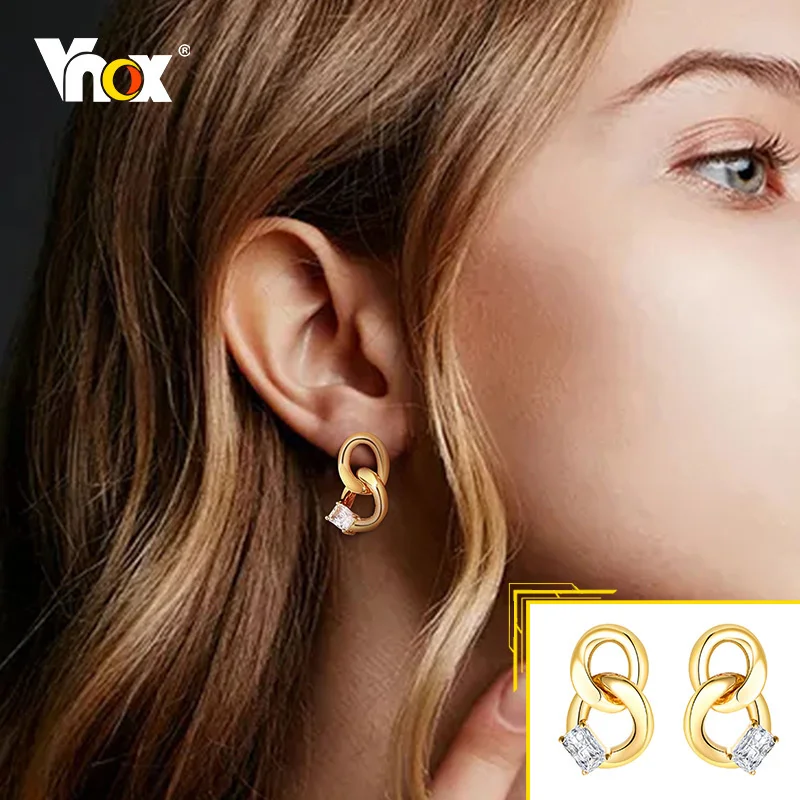 

Vnox Infinity Earrings for Women, Lucky Number 8 Stud Earrings with Bling AAA CZ Stone, Gold Tone Metal Girl Chic Dainty Jewelry