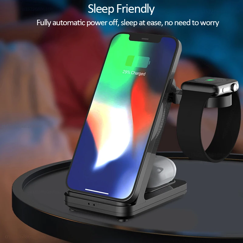wireless charger dock station 3 in 1 for apple watch 7 6 5 seairpods pro 15w fast charging stand for iphone 11 12 13 pro max xr free global shipping