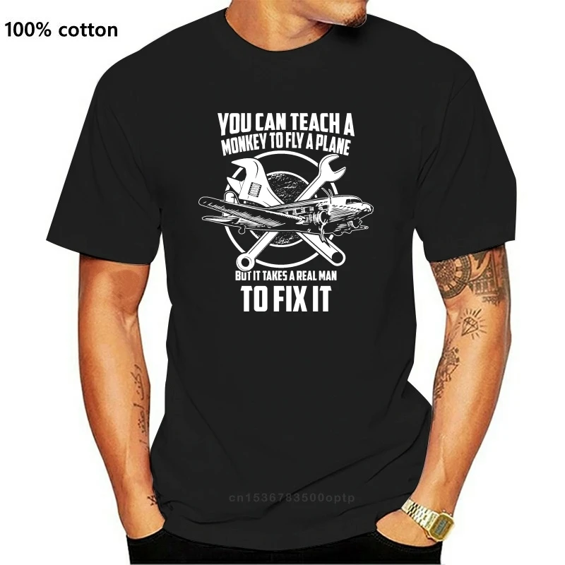 

New Funny Men t shirt Women novelty tshirt Airplane Mechanic - Real man fix plane T-Shirt