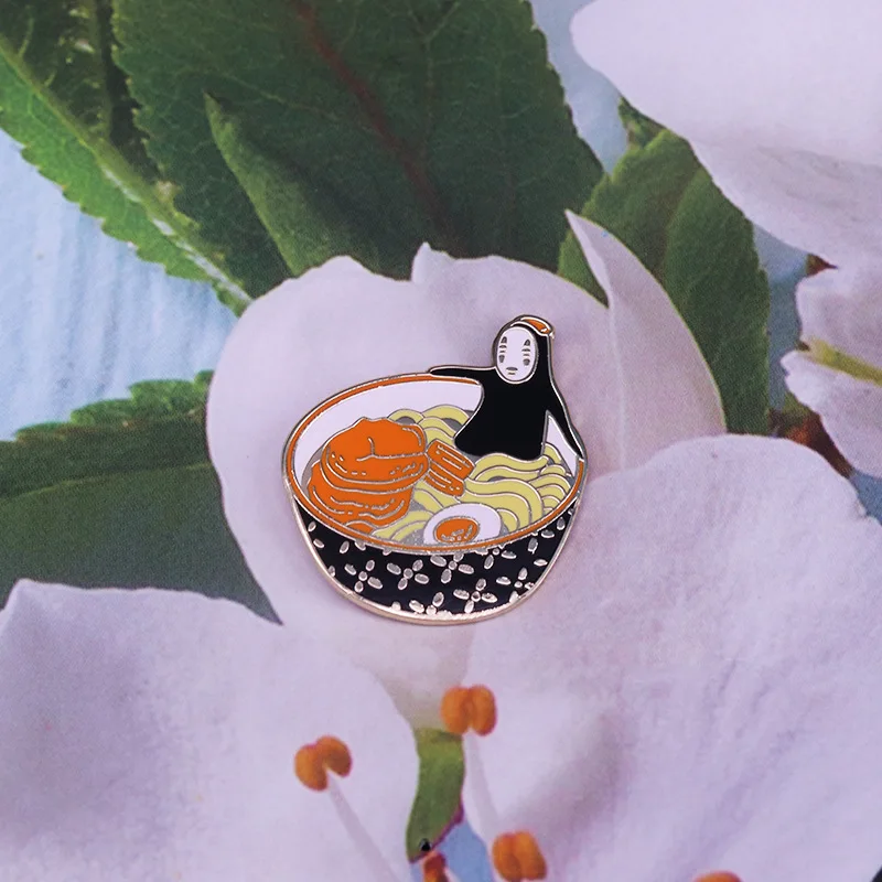 Жесткие эмалевые заколки для рамен ванны человека без лица Мультяшные брошь в