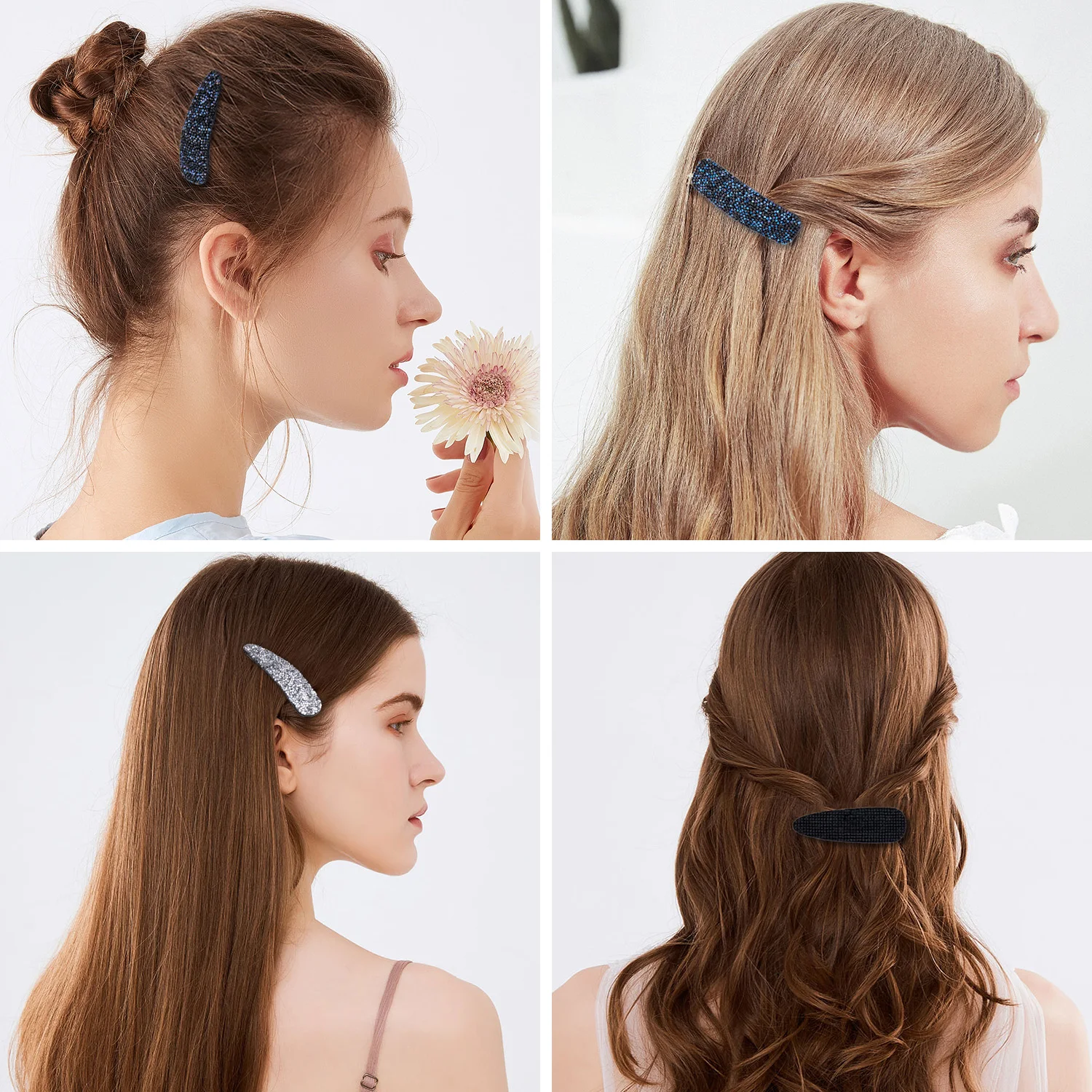 6 шт. заколки для волос женщин и девочек Нескользящие блестящие стразы стильные