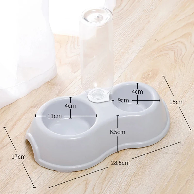 

Pet Bowl Thin Round Plastic With Drinking Bottle Eating And Drinking Bowl Dual-Purpose Dog Bowl Bebedero Perro Chien