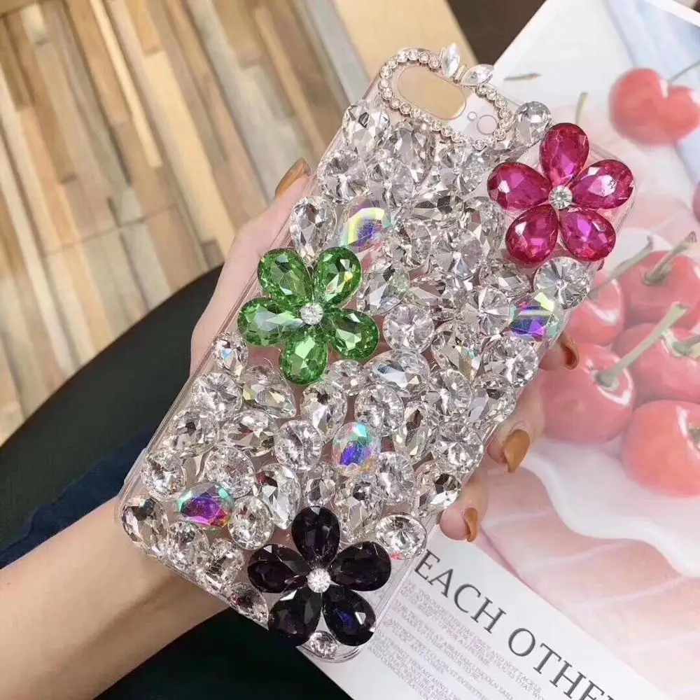 Handmade Phone Case +Strap Diamond Flower TPU+PC Cover for Samsung J3 J5 2015 J7 2018 J510 J710 J330 J530 J5PRO J730 J7PRO |
