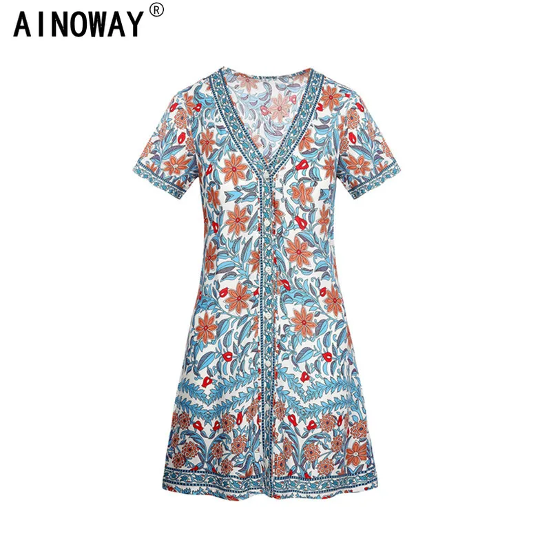 Винтажное шикарное женское платье с цветочным принтом коротким рукавом и