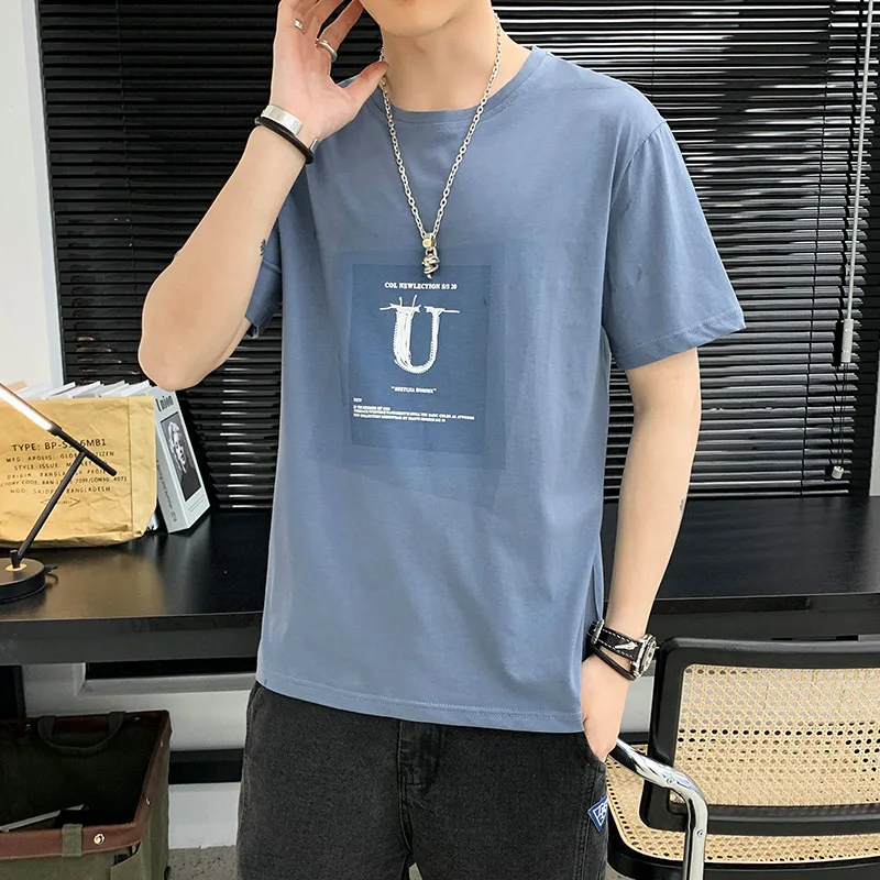 

xiao mi mijia Men's short sleeve T-shirt fashion brand summer Imitation cotton white half sleeve men's 2021 new loose T-shirt