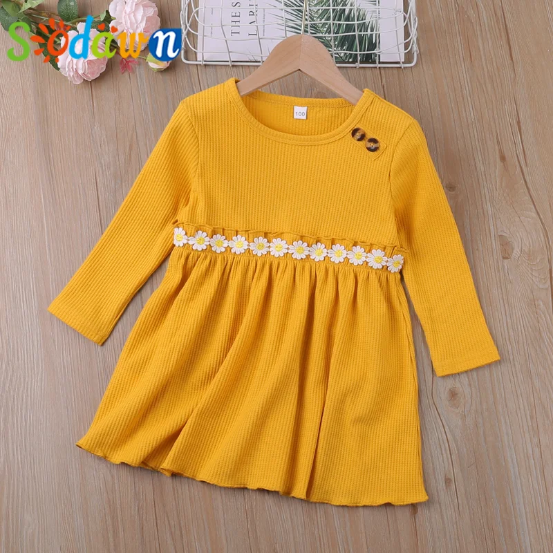 

Sodawn Spring Autumn Long Sleeve Children Dress Girl Clothes Applique Decoration Baby Girl Clothes Dress For Girls