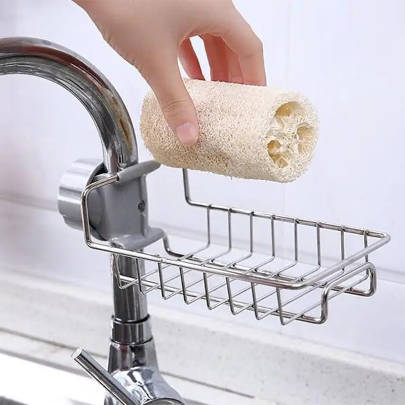

Stainless Steel Faucet Rack Rag Storage Rack Kitchen Supplies Sink Sponge Drain Rack