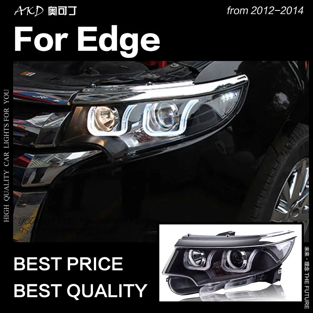 AKD автостайлинг для Ford Edge фары 2012 2014 светодиодный ные DRL Hid передняя лампа Angel Eye Bi