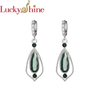 luckyshine new created green quartz womans long paragraph zircon dangle earrings holiday wedding earrings 2020