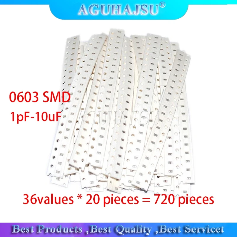 

36 значений * 20 шт. = 7 20 шт. 0603 SMD конденсатор в ассортименте 1pF-10uF компонентный набор для самостоятельной сборки образцов Новый и оригинальный