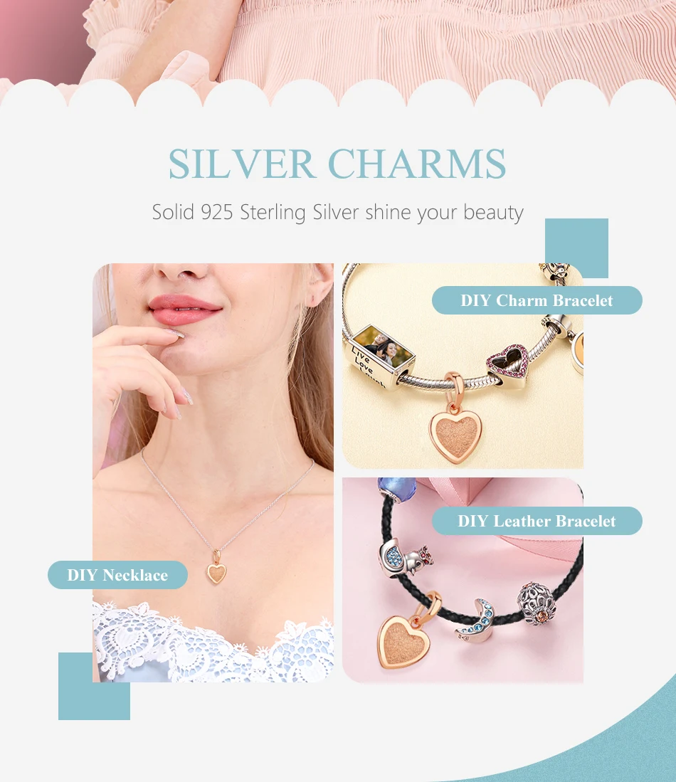 ELESHE, новая мода, 925 пробы, серебряный шарм, бусина Forever Love, розовое золото, сердце, подвеска, шарм, подходит для оригинальных браслетов, сделай сам, ювелирное изделие