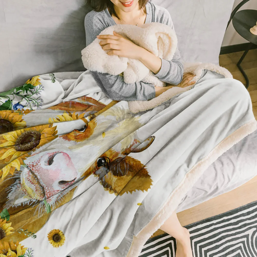 Одеяло кашемировое в американском стиле с подсолнухом толстое теплое домашнее